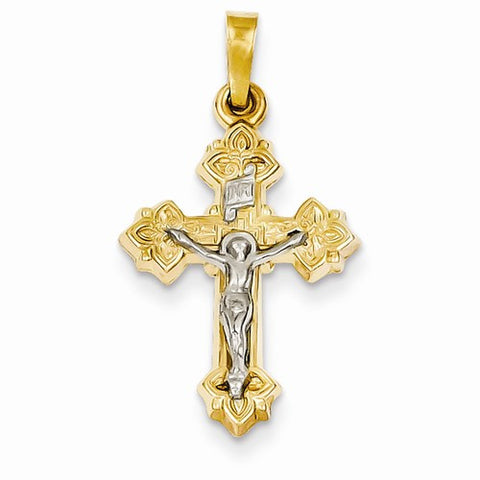 14k Gold Two-tone INRI Hollow Crucifix pendant, Beautiful Pendants for Necklace