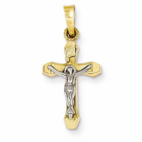 14k Gold Two-tone INRI Hollow Crucifix Pendant, Delightful Pendants for Necklace