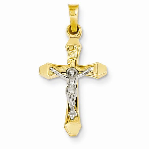 14k Gold Two-tone INRI Hollow Crucifix pendant, Exquisite Pendants for Necklace