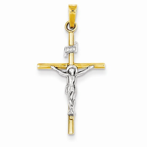 14k Gold Two-tone INRI Crucifix pendant, Pretty Pendants for Necklace