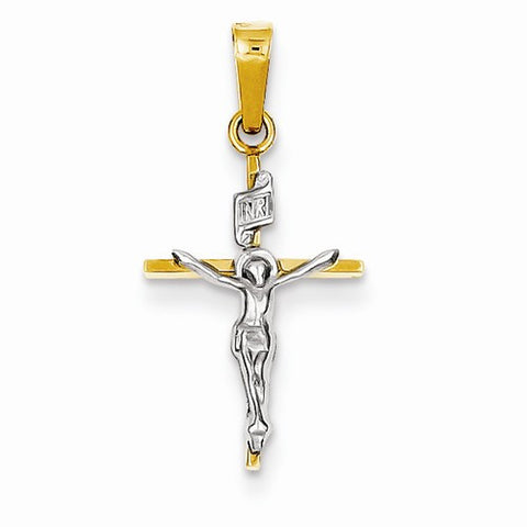 14k Gold Two-tone INRI Crucifix Pendant, Stylish Pendants for Necklace