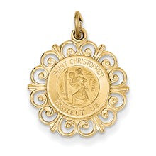 14k Gold Saint Christopher Medal Charm hide-image