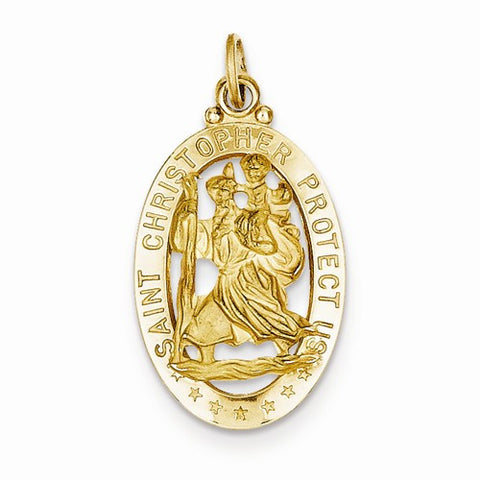 14k Gold Saint Christopher Medal Pendant, Stylish Pendants for Necklace