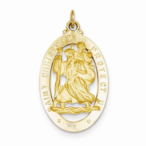 14k Gold Saint Christopher Medal Pendant, Classy Pendants for Necklace