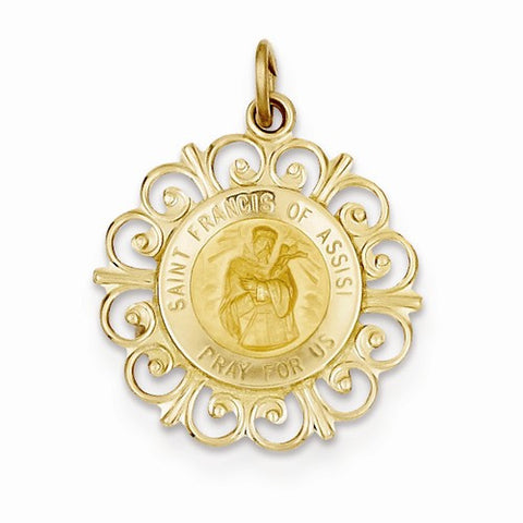 14k Gold Saint Francis of Assisi Medal Pendant, Pendants for Necklace