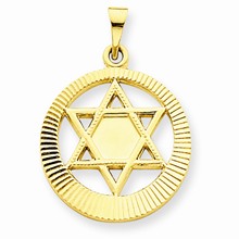 14k Gold Solid Etched Star of David Charm hide-image