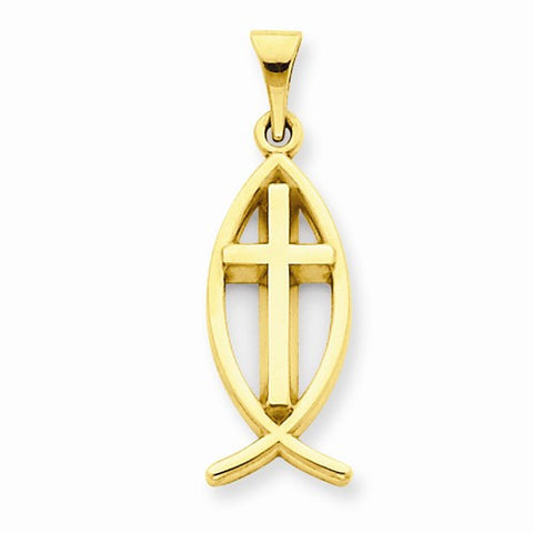 14k Gold Ichthus Fish Pendant, Exquisite Pendants for Necklace