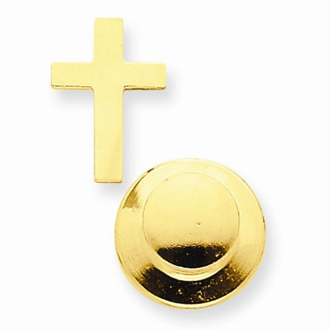 14k Gold Polished Cross Tie Tac