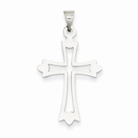 14k White Gold Budded Cross pendant, Lovely Pendants for Necklace