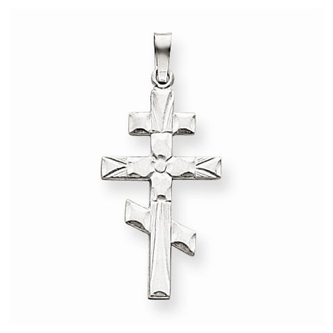 14k White Gold Eastern Orthodox Cross pendant, Pendants for Necklace