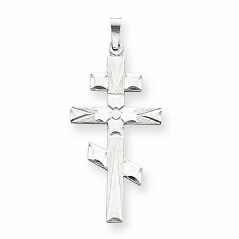14k White Gold Eastern Orthodox Cross pendant, Pretty Pendants for Necklace
