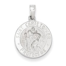 14k White Gold Saint Christopher Medal Charm hide-image