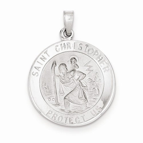 14k White Gold Saint Christopher Medal pendant, Adorable Pendants for Necklace
