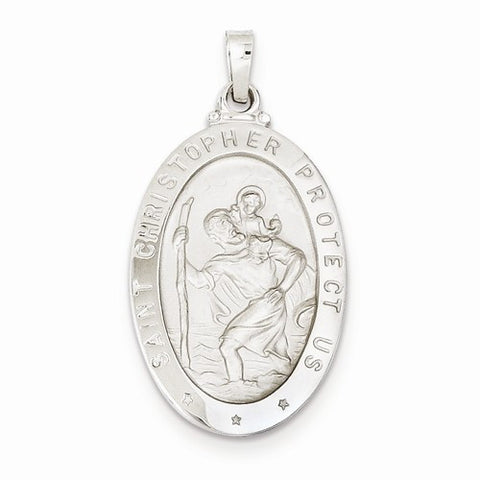 14k White Gold Saint Christopher Medal pendant, Beautiful Pendants for Necklace