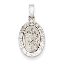 14k White Gold Saint Christopher Medal Charm hide-image