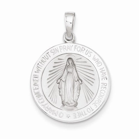14k White Gold Miraculous Medal Pendant, Exquisite Pendants for Necklace