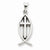14k White Gold Cross Ichthus Fish Pendant, Pendants for Necklace