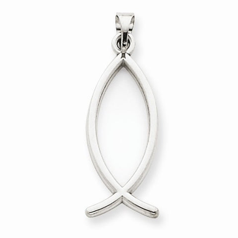 14k White Gold Ichthus Fish pendant, Pendants for Necklace