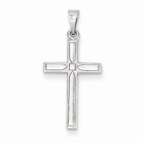14k White Gold Hollow Cross Pendant, Classy Pendants for Necklace