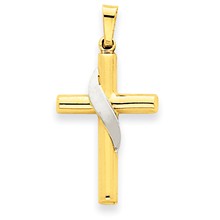 14k Gold Two-tone Hollow Cross Charm hide-image