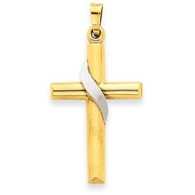 14k Gold Two-tone Hollow Cross Charm hide-image