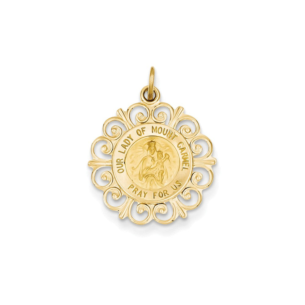 14k Gold Our Lady of Mt. Carmel Medal Charm | CharmsToTreasure ...