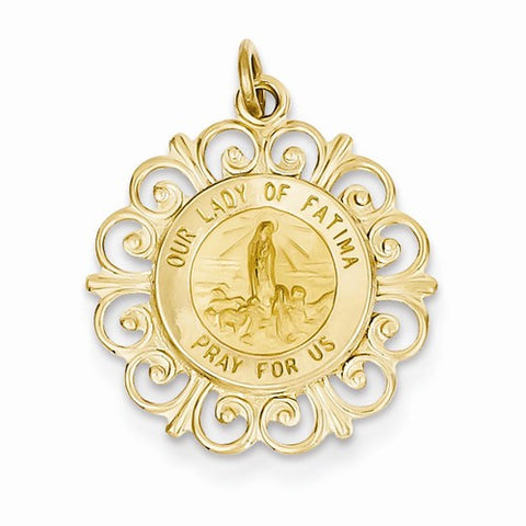 14k Gold Our Lady of Fatima Medal pendant, Dazzling Pendants for Necklace