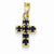 14k Gold Small Sapphire Cross Pendant, Pendants for Necklace