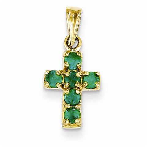 14k Gold Small Emerald Cross Pendant, Pendants for Necklace