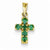 14k Gold Small Emerald Cross Pendant, Pendants for Necklace