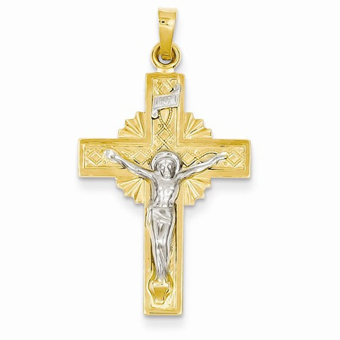 14k Gold Two-tone INRI Crucifix pendant, Classy Pendants for Necklace