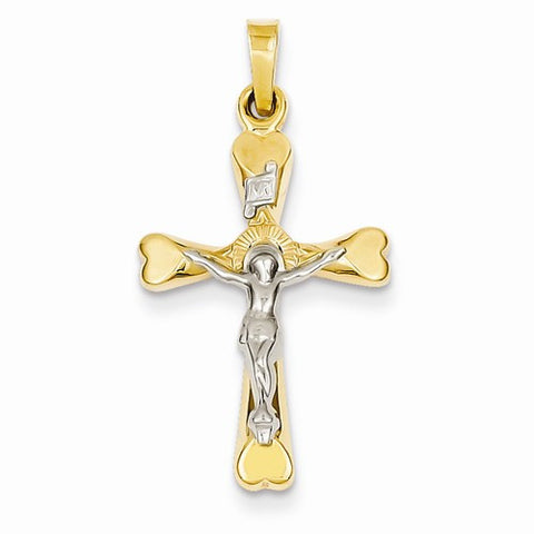 14k Gold Two-tone INRI Hollow Crucifix Pendant, Alluring Pendants for Necklace