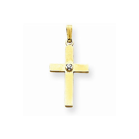 14k Gold Polished .01ct. Diamond Cross pendant, Delightful Pendants for Necklace