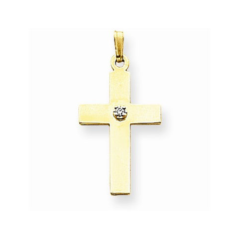 14k Gold Polished .02ct. Diamond Cross pendant, Fine Pendants for Necklace