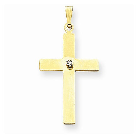 14k Gold Polished .02ct. Diamond Cross pendant, Pendants for Necklace