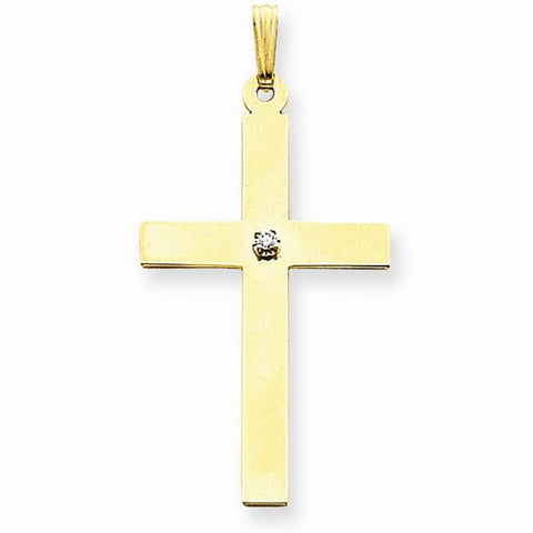 14k Gold Polished .03ct. Diamond Cross Pendant, Pendants for Necklace