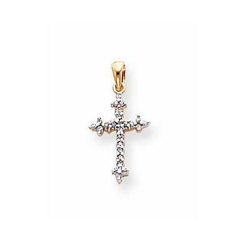 14k Gold & Rhodium Diamond Fleur de Lis Cross Pendant, Pendants for Necklace