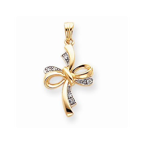 14k Gold & Rhodium Diamond Cross Pendant, Alluring Pendants for Necklace