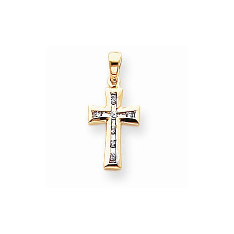 14k Gold & Rhodium Diamond Cross pendant, Appealing Pendants for Necklace