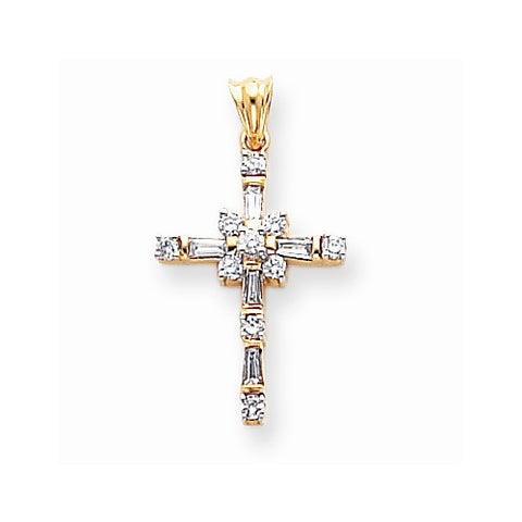 14k Gold & Rhodium Diamond Cross pendant, Adorable Pendants for Necklace