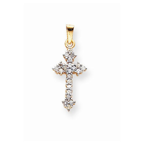 14k Gold & Rhodium Diamond Cross pendant, Dazzling Pendants for Necklace