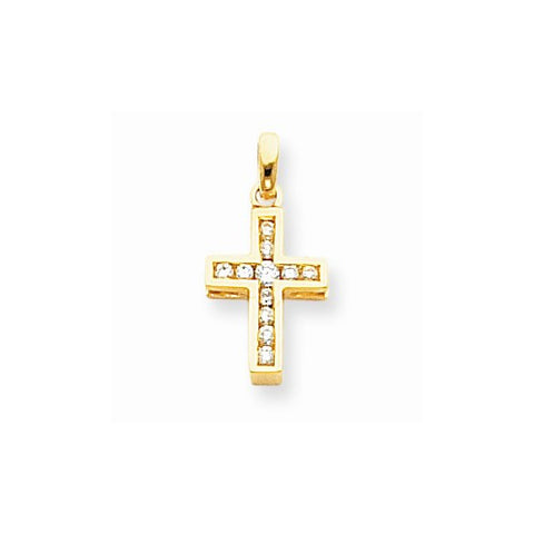 14k Gold Diamond Latin Cross Pendant, Pendants for Necklace