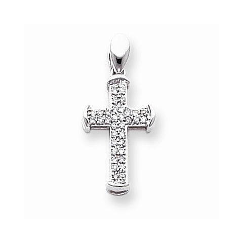 14k White Gold Diamond Cross Pendant, Delightful Pendants for Necklace