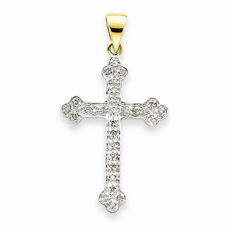 14k Gold & Rhodium Diamond Cross pendant, Fine Pendants for Necklace