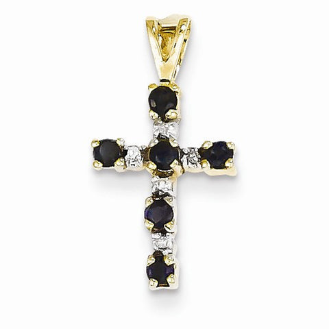 14k Gold Diamond & Sapphire Cross pendant, Pendants for Necklace