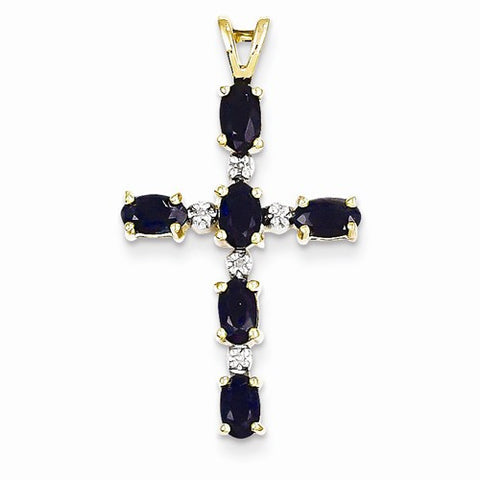 14k Gold Diamond & Sapphire Cross pendant, Lovely Pendants for Necklace