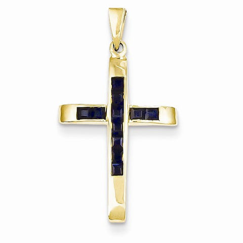 14k Gold Sapphire Cross pendant, Classy Pendants for Necklace