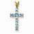 14k Gold Blue Topaz Cross pendant, Charm