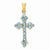 14k Gold Blue Topaz Cross pendant, Exquisite Pendants for Necklace