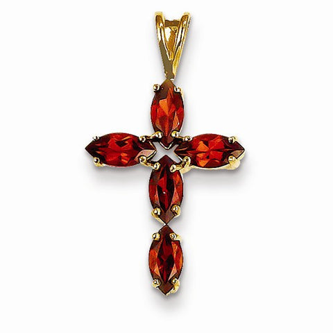 14k Gold Garnet Cross pendant, Fine Pendants for Necklace